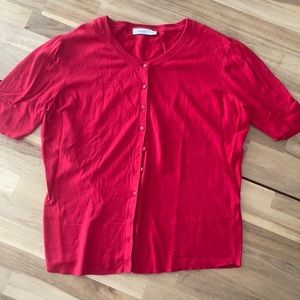 Red Short Sleeved Lightweight Cardigan